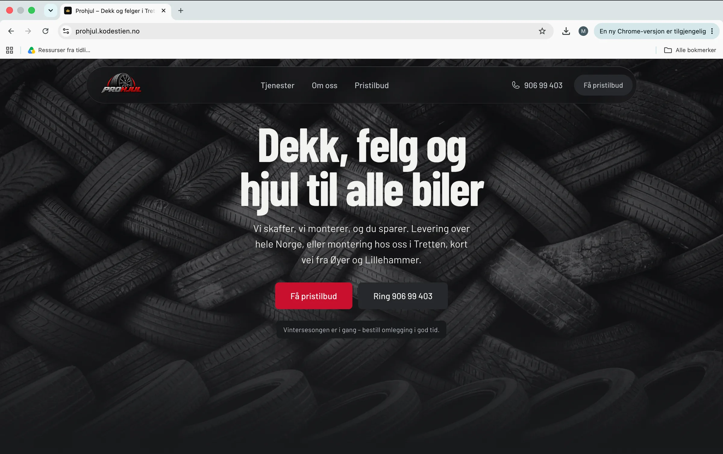 Skjermbilete frå Prohjul
